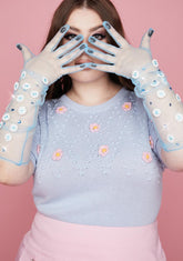 Azure Give A Little More Sheer Gloves