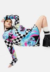 Dream Drifting Checkered Floral Sweater