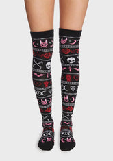 Season Of The Ghouls Thigh High Socks