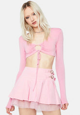 Bubblegum Big Moves Front Tie Crop Top