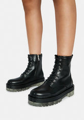 Noir Possy Lace Up Ankle Boots