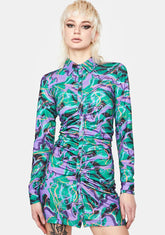 Jungle Ruched Mini Dress