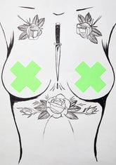 Neon Green Cross Pasties