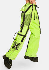 Neon Wide Leg Net Cargo Bondage Pants