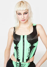 Green Techno Lacing Corset Top