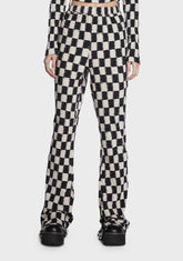Checkered Flared Trousers