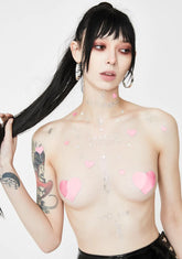 Red Reflective Heart Pasties