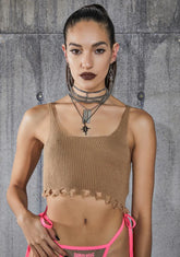 Snare Cropped Raw Edge Sweater Tank