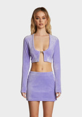 Long Sleeve Velour Cardigan Top