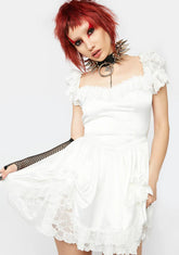 Ivory Bad Meets Evil Satin Mini Dress