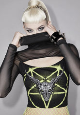 On The Edge Graphic Mesh Crop Top