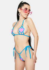 Neon Heart Strappy Lingerie Set