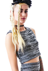 Sporty Knit Crop Top - Black