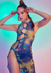 Abstract Burn Midi Dress