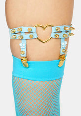 Aqua Love Me Harder Spiked Garters