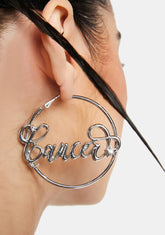 Right Hand Girl Cancer Hoop Earrings