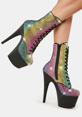 Rainbow Rhinestone Adore-1020 Stiletto Boots