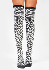 Warp Speed Checkered Thigh Highs