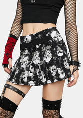 Shadow Skull Mary Chain Pleated Skirt