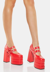 Red Known Target Platform Heels