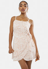 Broken Hearted Floral Wrap Mini Dress