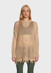 Quick Timing Crochet Top - Brown