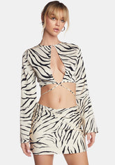 Zebra Cream Skirt Set