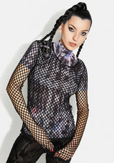 Personality Punk Perspective Mesh Tee Shirt