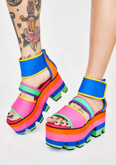 Cosmic Candy Neon Platform Sandals