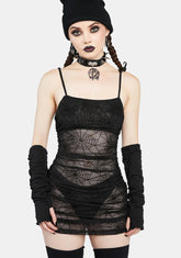 Spider Web Mesh Bodycon Mini Dress