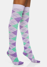 Lilac Late To Class Thigh High Socks