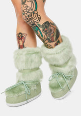 Sage Baddie Burr Fuzzy Boots