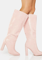 Baby Pink Posie Knee High Boots