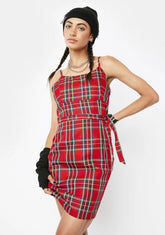 Crimson He's My Baby Plaid Mini Dress