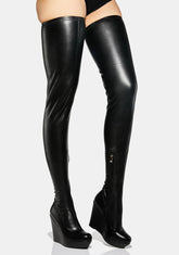 Black None Of Your Business Wedge Boots