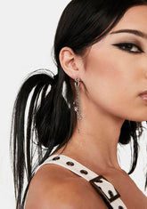 Distortion Safety Pin Chain Spike Earrings