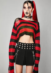 Sinful Super Creep Striped Crop Sweater