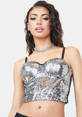 Strike A Pose Sequin Bustier Top