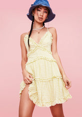 Lime Practically Perfect Gingham Mini Dress