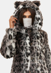 Snow Leopard Classic Faux Fur Coat
