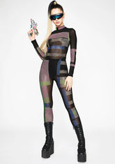 Pixel Prism Rhinestone Jumpsuit