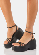 Soulmate Black Platform Leather Heels