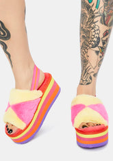 Sorbet Cotton Candy Dreams Fuzzy Platform Sandals