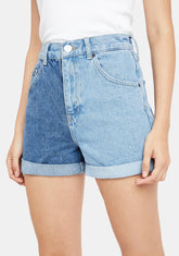 Two Tone Denim Mom Shorts