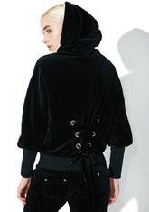 Velour Lace Back Hoodie