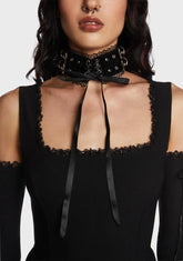 Midnight Mutters Lace-Up Choker