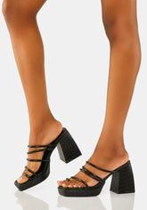 Black Omara Strappy Platform Heels