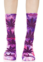 Purple Swag Tie Dye Plantlife Crew Sock