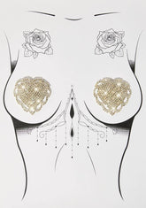 Eff Flowers Reusable Crystal Jewel Heart Pasties