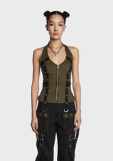 Army Multi Eyelet Corset Top